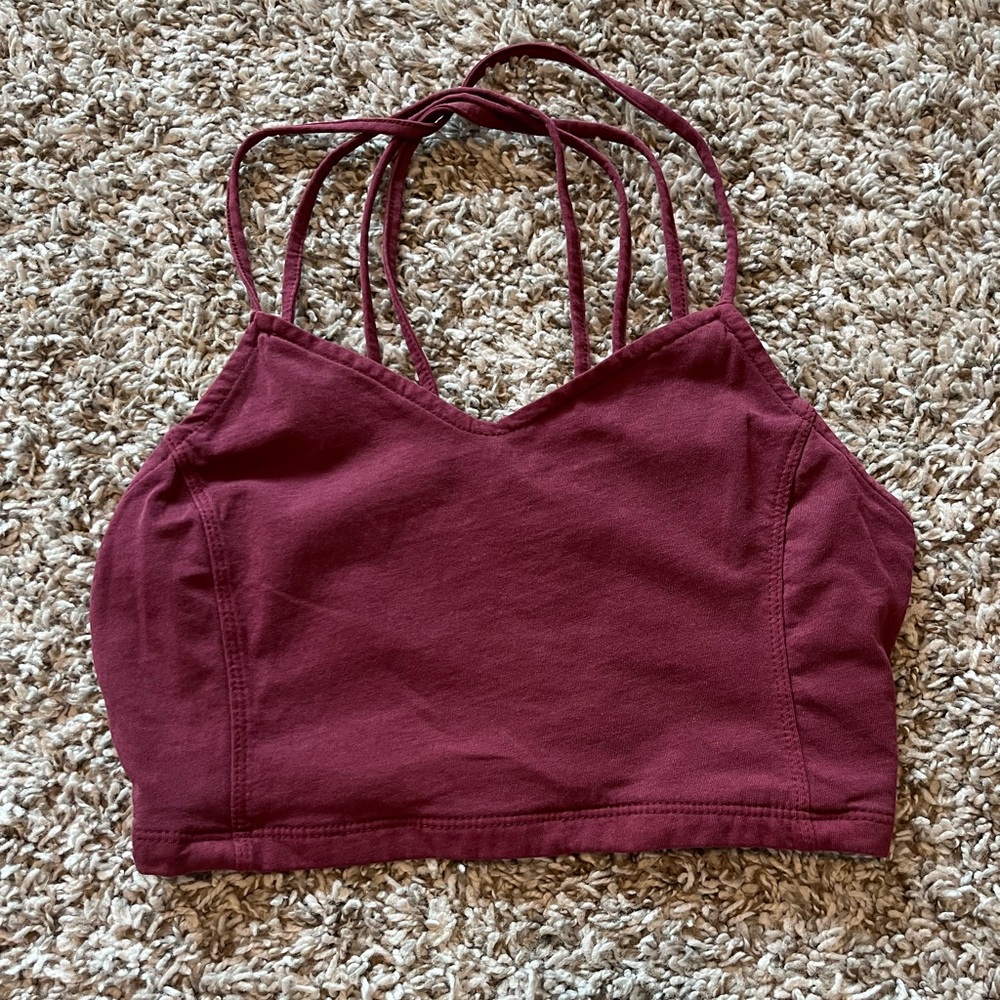 American Eagle Maroon Cotton Stretch Top